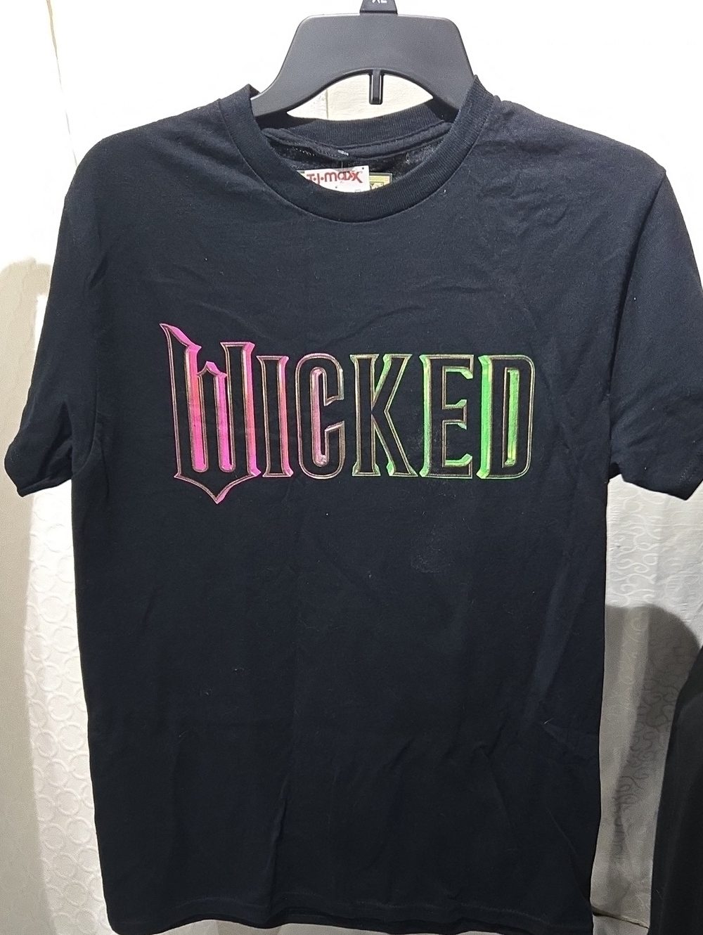 Black 'WICKED' Short Sleeve Tee with Pink & Green Gradient Logo